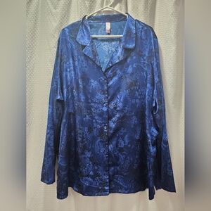 Womens 3X Blue&Black Paisley Silky Pajama Set. Like New Condition. No Flaws.